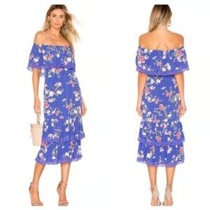 LOVERS + FRIENDS Elouise Tiered Midi Dress Off Shoulder Maxi Dress